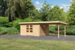 Karibu | Gartenhaus "Trittau 5" Set | naturbelassen | mit Schleppdach | 300 cm