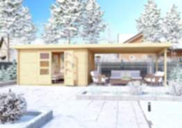 Karibu | Gartenhaus "Trittau 5" Set | naturbelassen | mit Schleppdach | 400 cm