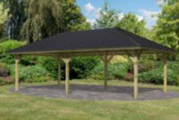 Karibu Pavillon Holm 2 kesseldruckimprägniert mit Schindeln schwarz