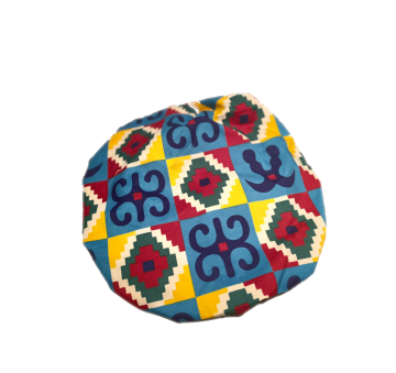 Kente Print Bonnet / Schlafhaube mit Satin-Innenfutter XL