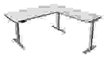 Kerkmann Move 3 Premium elektrisch höhenverstellbarer Schreibtisch lichtgrau rechteckig, T-Fuß-Gestell silber 180,0 x 180,0 cm