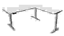 Kerkmann Move 3 Premium elektrisch höhenverstellbarer Schreibtisch weiß rechteckig, T-Fuß-Gestell silber 180,0 x 180,0 cm