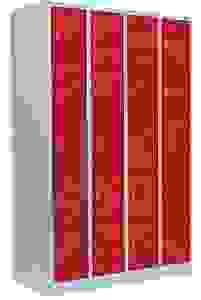 LÜLLMANN Schließfachschrank lichtgrau, feuerrot 520544, 20 Schließfächer 117,0 x 50,0 x 180,0 cm