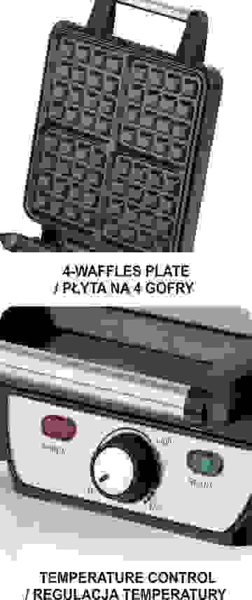 LUND Waffeleisen - 1100W - 4 Waffeln - Antihaftbeschichtung