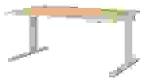 mauser varitos.c elektrisch höhenverstellbarer Schreibtisch ahorn, alu rechteckig, C-Fuß-Gestell alu 160,0 x 80,0 cm