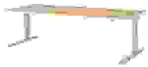 mauser varitos.c elektrisch höhenverstellbarer Schreibtisch ahorn, alu rechteckig, C-Fuß-Gestell alu 200,0 x 80,0 cm