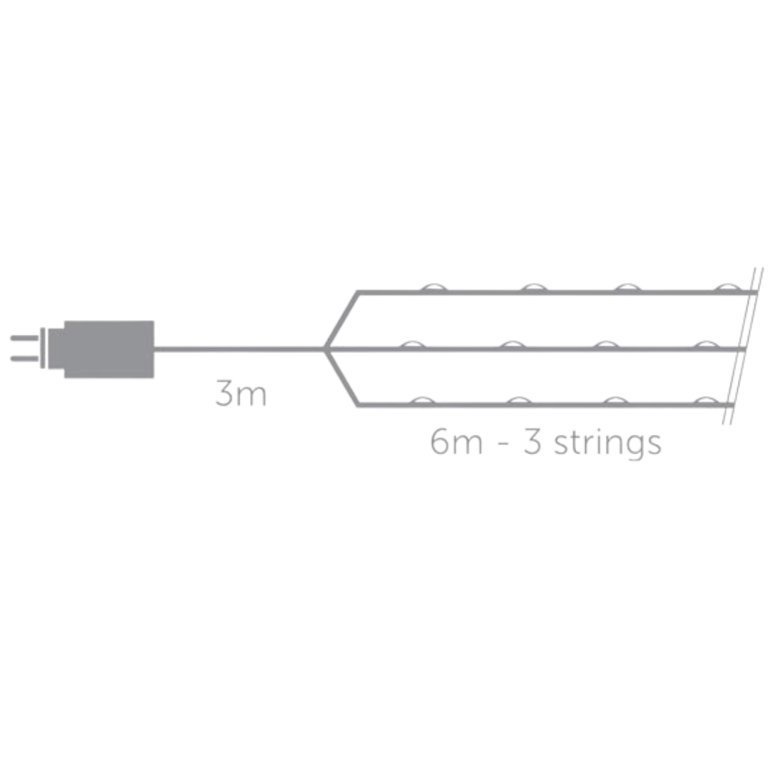 Microlight LED-Stimmungslicht - 3 X 6 M - 180 Leds - Warmweiß - Transparentes Kabel -7,5 V