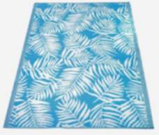 Nordje Teppich Outdoor | in Blau | 120x180cm | mit Blattmuster | aus Recycling-Material