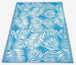 Nordje Teppich Outdoor | in Blau | 120x180cm | mit Blattmuster | aus Recycling-Material