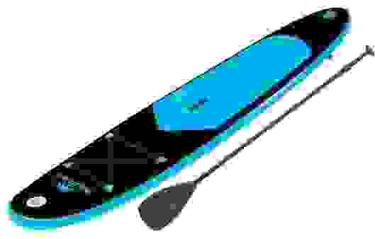 Pacific SUP Aufblasbares Stand Up Paddel Board inkl. Handyhülle - Blau/Schwarz- Premium Version - 285cm - 100kg Tragkraft