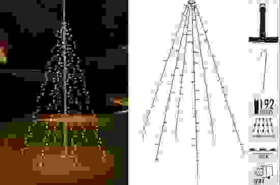 Pro Garden Flagpole Beleuchtung - 192 LEDs - 208 cm hoch - warmweißes Licht - wasserdicht