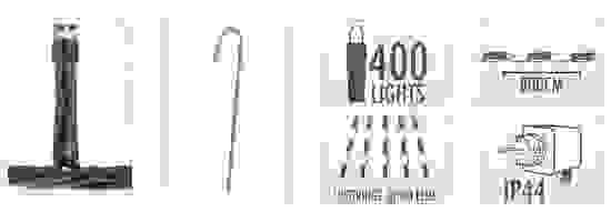 Pro Garden Flagpole Lichter - 400 LEDs - 8 Meter - warmweißes Licht - wasserdicht