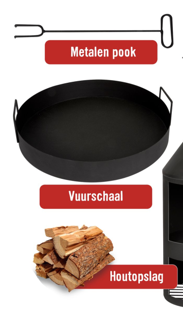 Pro Garden Garten Feuerstelle Stahl - 134cm- Schwarz