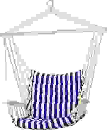 Pro Garden Hängesessel - Hängematte - Schaukelstuhl - für 1 Person - für den Außenbereich - Marineblau/Weiß - 50x45x100cm