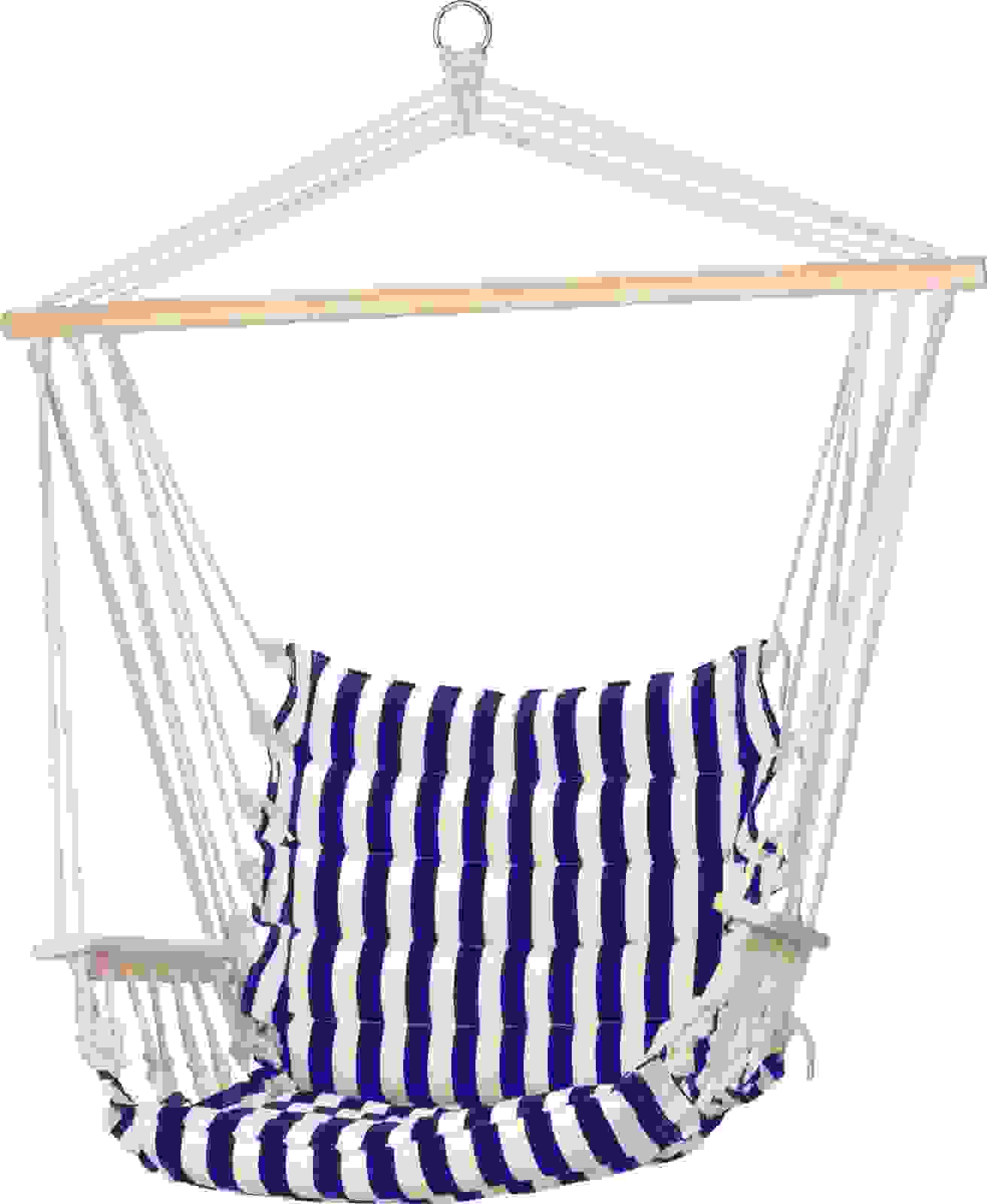 Pro Garden Hängesessel - Hängematte - Schaukelstuhl - für 1 Person - für den Außenbereich - Marineblau/Weiß - 50x45x100cm