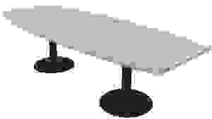 Quadrifoglio Konferenztisch Idea+ beton Tonnenform, Säulenfuß grau, 280,0 x 80,0 - 110,0 x 74,0 cm
