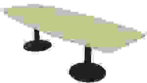 Quadrifoglio Konferenztisch Idea+ eiche Tonnenform, Säulenfuß grau, 280,0 x 80,0 - 110,0 x 74,0 cm