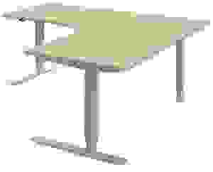 röhr Techno elektrisch höhenverstellbarer Schreibtisch ahorn L-Form, C-Fuß-Gestell alu 180,0 x 80,0/100,0 cm