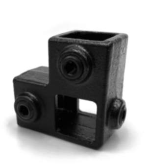 Rohrverbinder | Eckstück durchlaufender Ständer - 25 mm - Typ 20S-25-B (schwarz) | Temperguss | KLEMP
