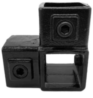 Rohrverbinder | Eckstück durchlaufender Ständer - 40 mm - Typ 20S-40-B (schwarz) | Temperguss | KLEMP