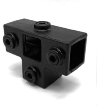 Rohrverbinder | T-Stück für Stützrohr - 25 mm - Typ 24S-25-B (schwarz) | Temperguss | KLEMP