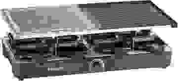 Severin Gourmet Set 2376 - 8 Pfännchen - Schwarz - 1300W - Raclette mit Naturkochplatte und Grillplatte