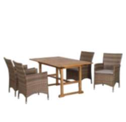 Siena Garden 357665 Eco Box Milano 5-Teilig 4 Stühle aus Geflecht + Tisch Akazie