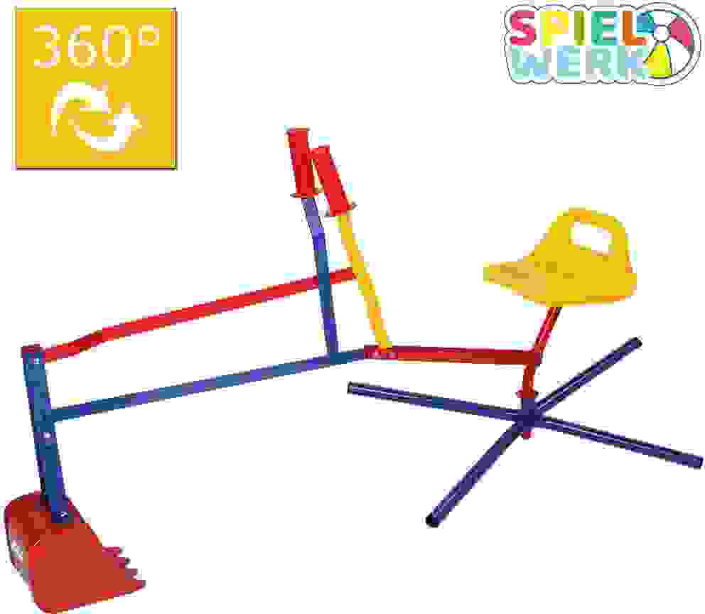 Spiel Sandbox Kinderbagger mit flexibler Baggerschaufel - 360° drehbar