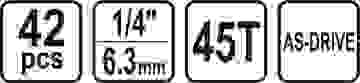 Sthor Werkzeugsatz 1/4'' - 42 Stücke