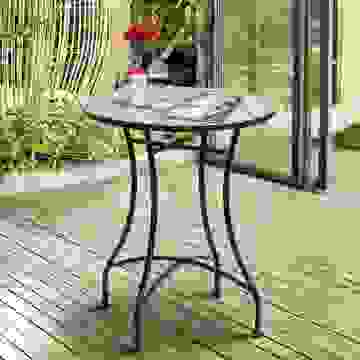 Sunny Balcony Beistelltisch Mosaikmuster blau Metall Keramik Ø60 x H71 cm