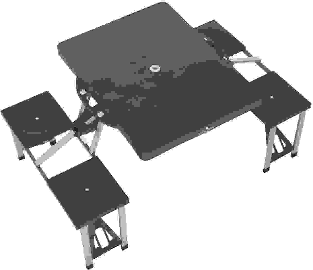 Sunny Camping-Picknicktisch 4-sitzig schwarz 136 x 85 x 66 cm