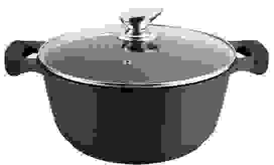 Swiss Pro+ Bratpfanne 34cm mit Deckel - Aluminium-Druckguß Antihaftbeschichtung- Hitzebeständig - Schwarz