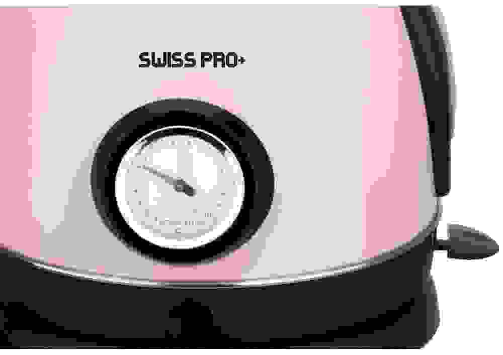 Swiss Pro+ Doppelwandige Retro-Wasserkocher- 2200W - 1.8L - mit Temperatureinstellung und Kalkfilter - Kälteschutz- Boden aus Edelstahl - Rosa