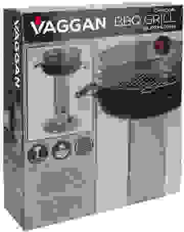 Vaggan Edelstahl-Luxus-Holzkohlegrill mit Aufbewahrungsgestell - 83 cm - Grillfläche 38x38 cm