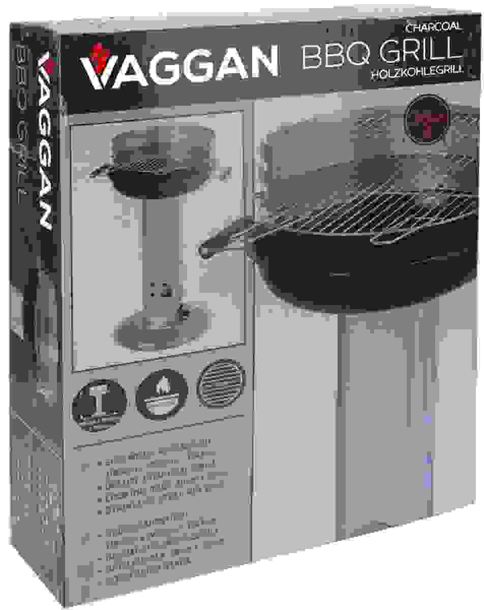 Vaggan Edelstahl-Luxus-Holzkohlegrill mit Aufbewahrungsgestell - 83 cm - Grillfläche 38x38 cm