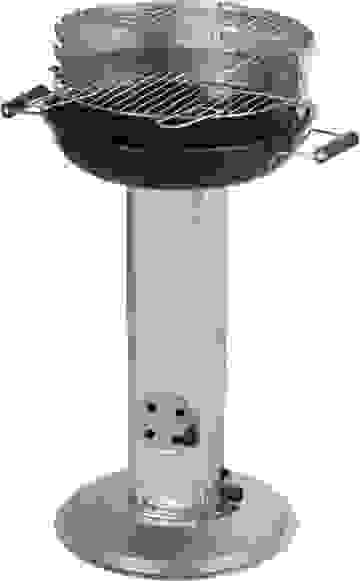 Vaggan Edelstahl-Luxus-Holzkohlegrill mit Aufbewahrungsgestell - 83 cm - Grillfläche 38x38 cm