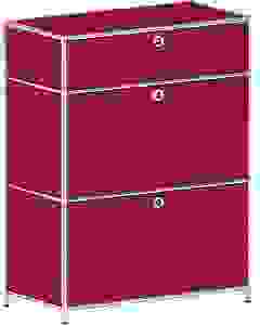 viasit System4 Schubladenschrank rubinrot 3 Schubladen 77,9 x 40,4 x 99,35 cm