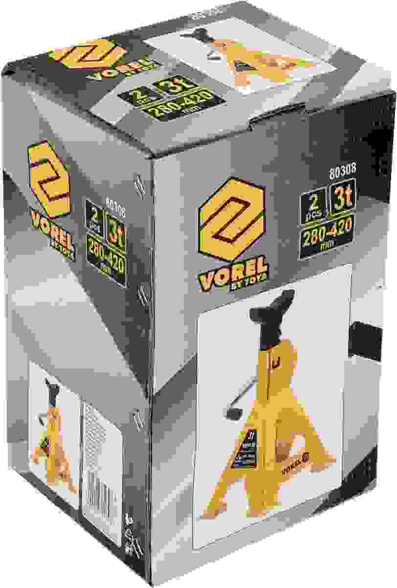 VOREL Achsständer 2 Stück - 3 Tonnen Tragfähigkeit - 23x20x36 cm