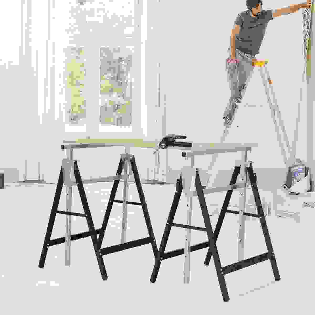 Vorel Satz von 2 höhenverstellbaren Böcken - max 200kg pro Stück - verstellbar von 79 bis 130cm