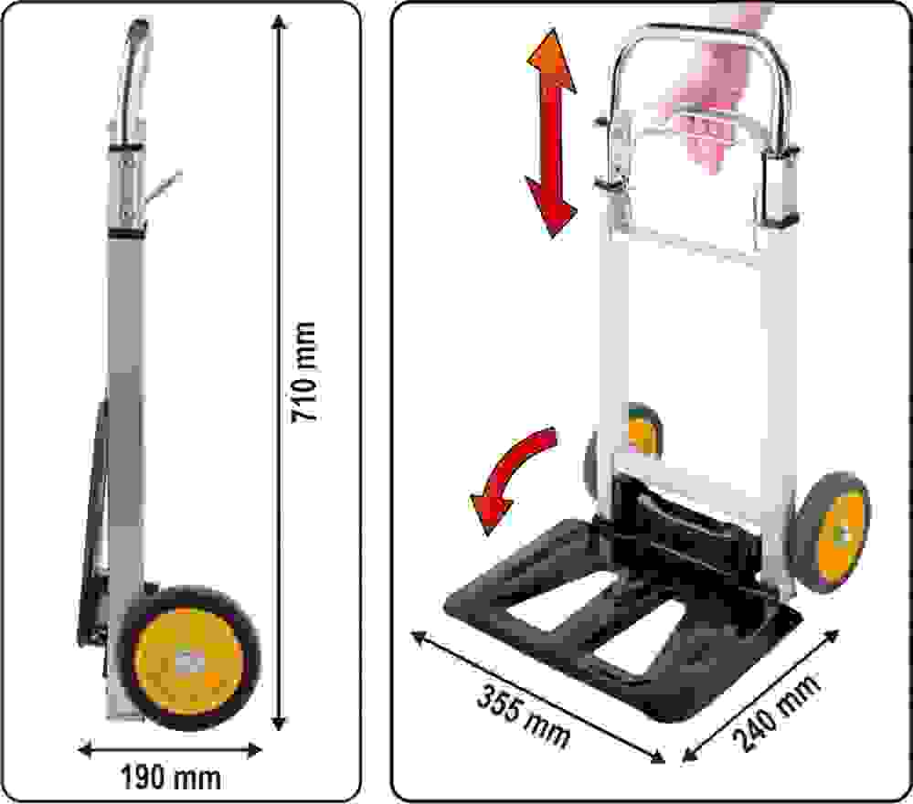 VOREL Zusammenklappbares Nutzfahrzeug - Tragfähigkeit 90 kg 35,5 x 24 cm