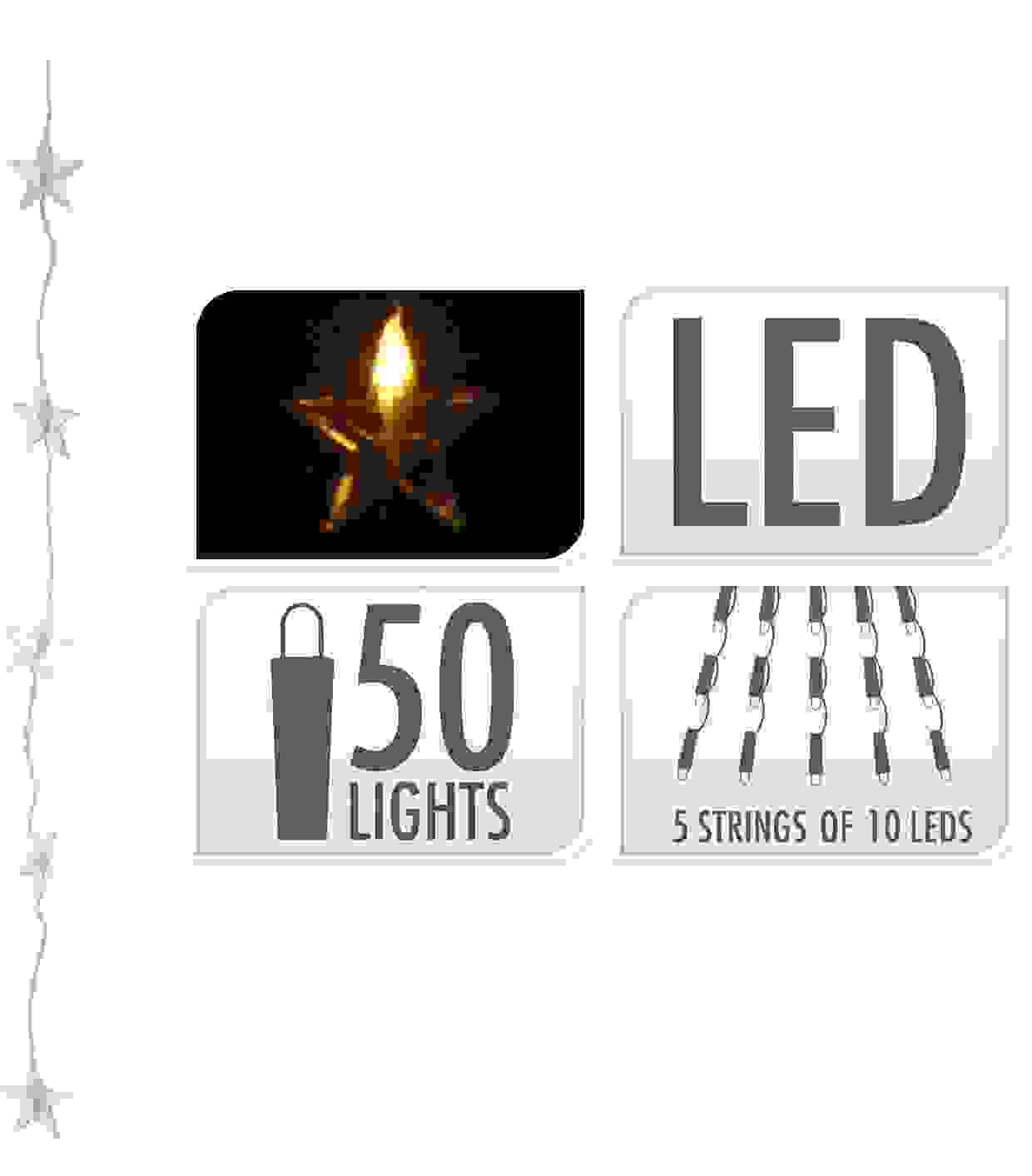 Vorhangleuchte 50 LED - Sterne