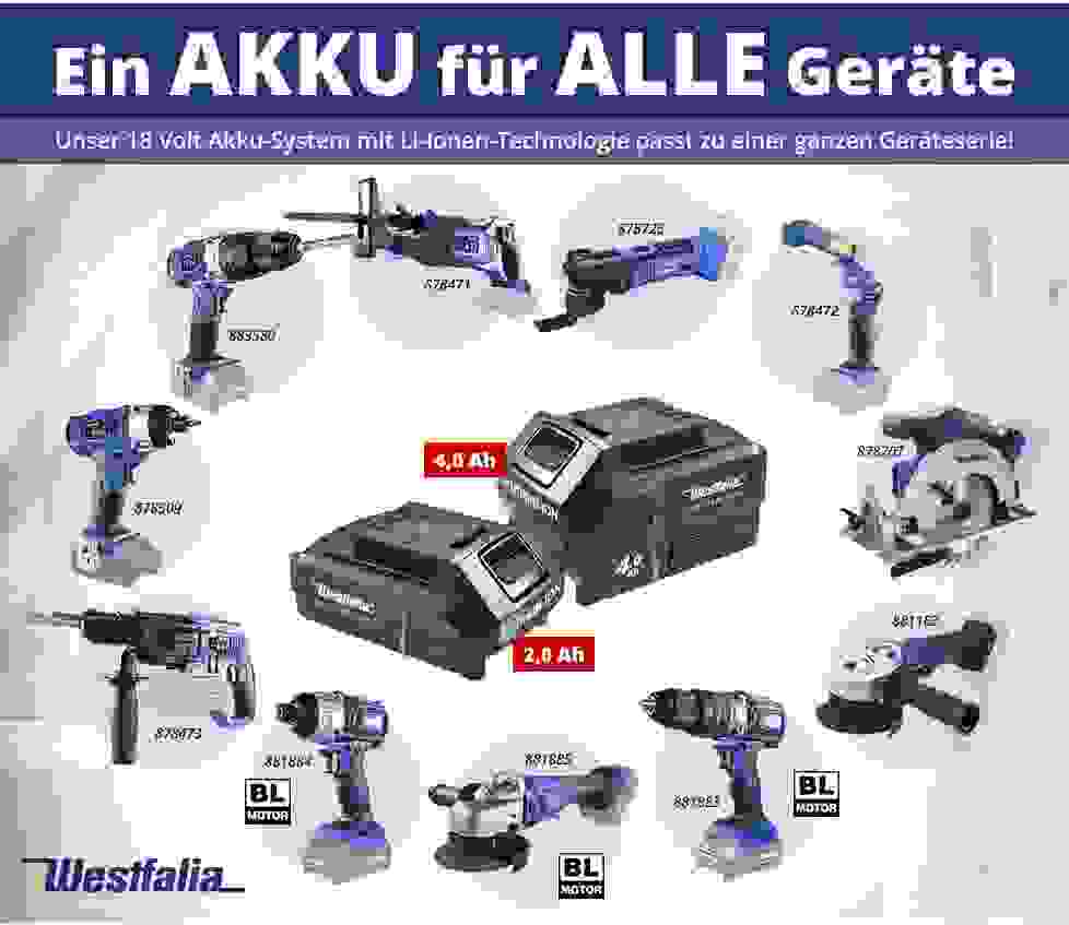 Westfalia Li-Ion-Akku, 18 Volt, 4,0 Ah