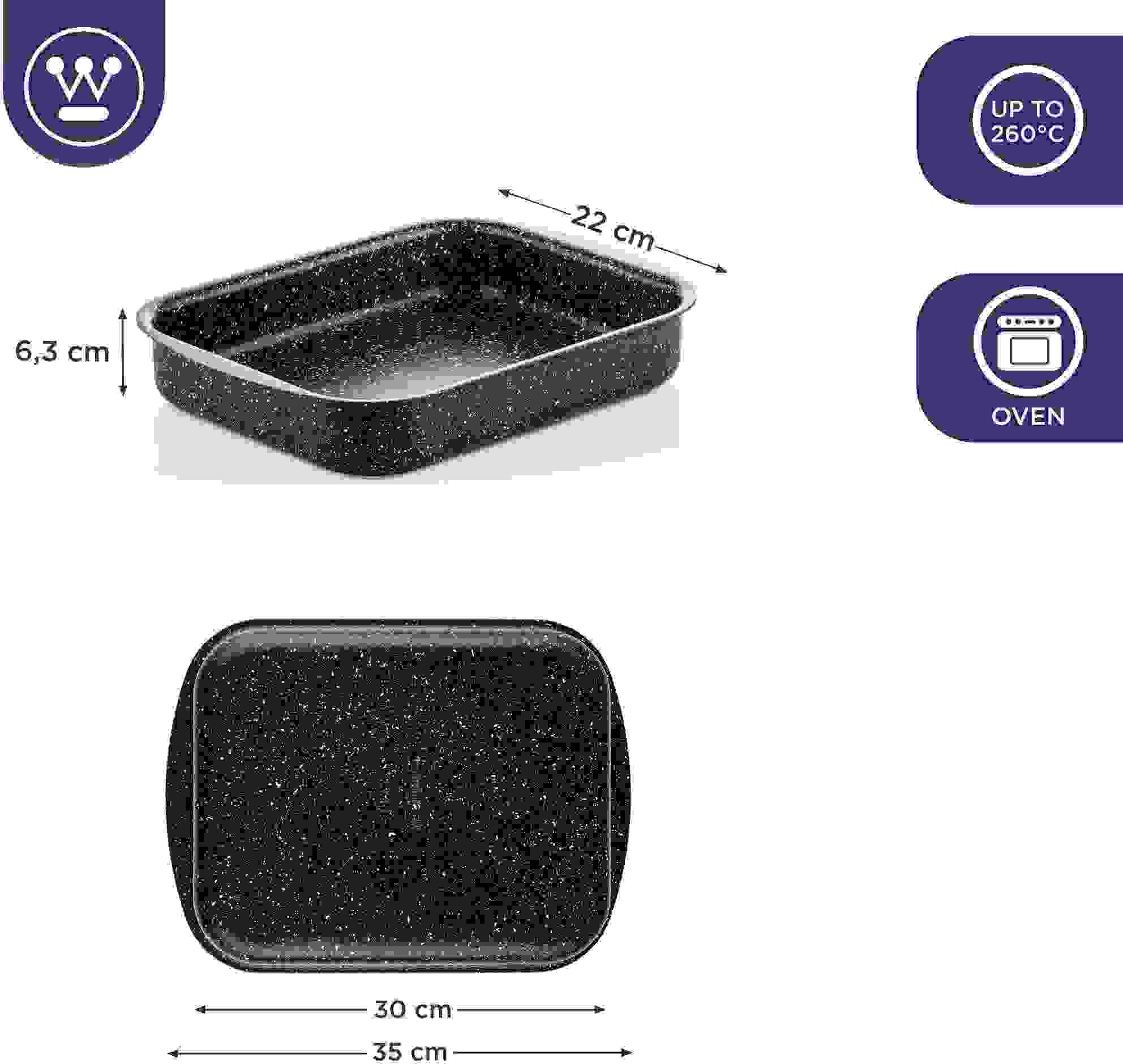 Westinghouse Backofen Backblech Ø30 cm Schwarz Marmor