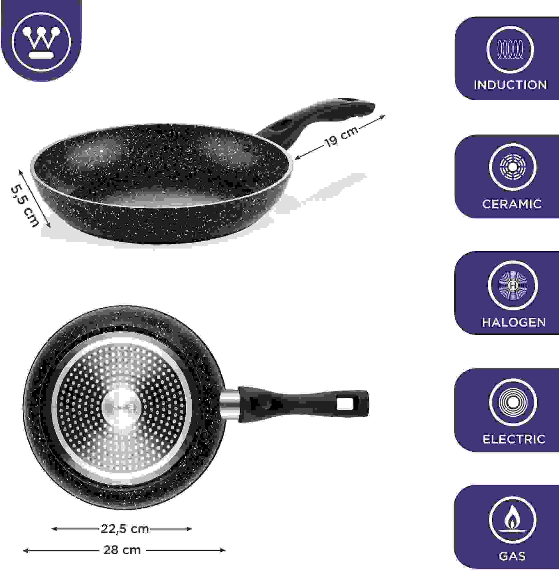 Westinghouse Bratpfanne Ø28 cm Schwarzer Marmor