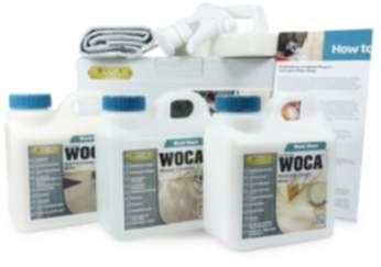 Woca Pflegebox weiß zur Pflege und Reinigung von weiß geölten Parkettböden