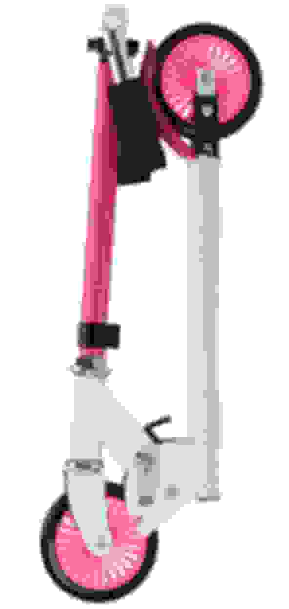 XQ Max faltbarer Scooter mit Fußbremse rosa und weiß