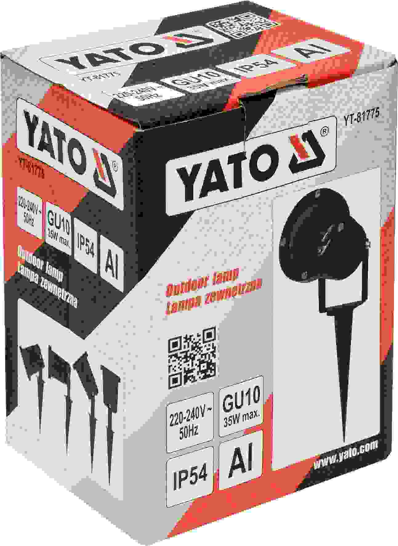 Yato Gartenstrahler GU10 - Schwarz - 35W - Schwenkbarer Kopf