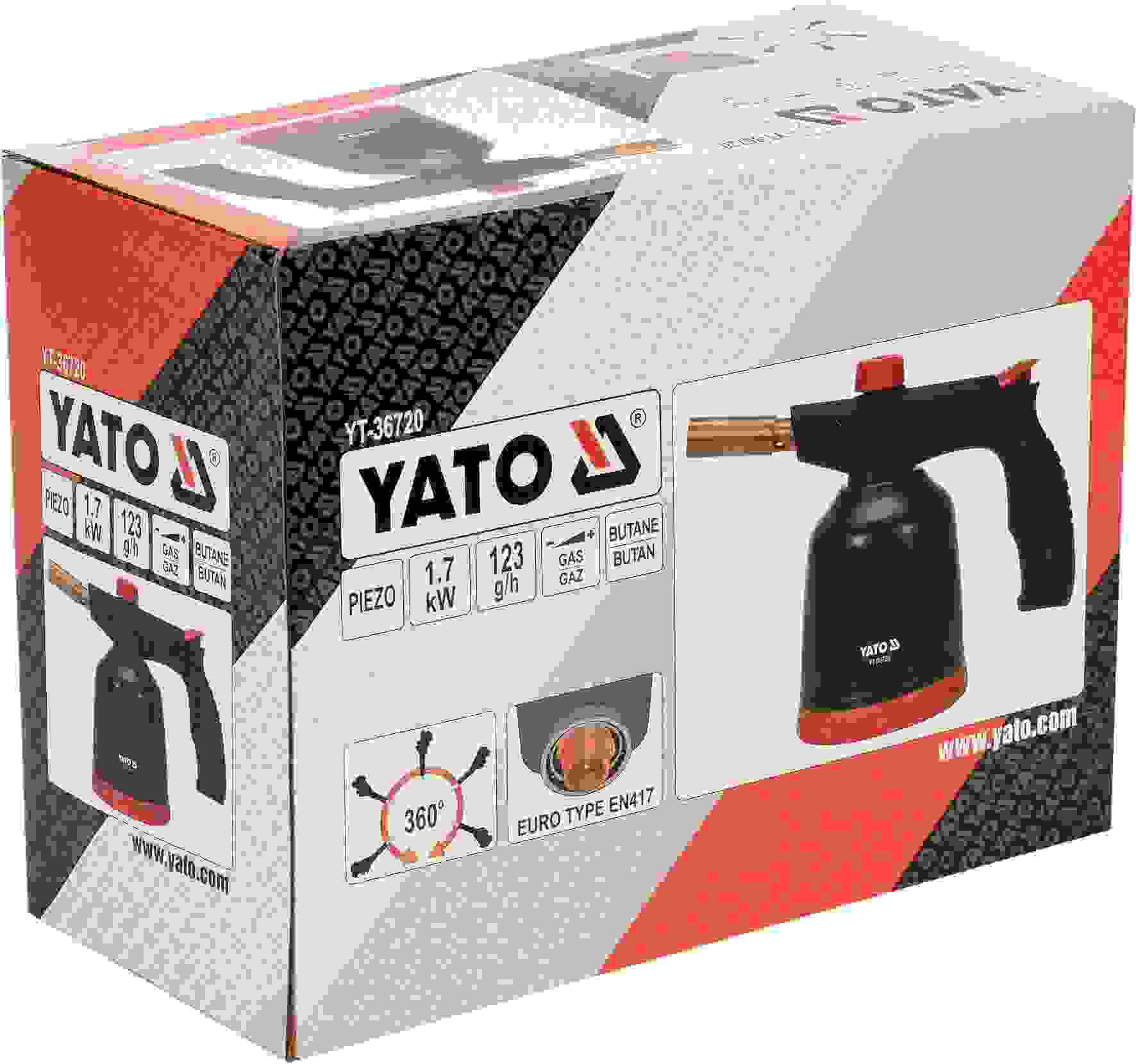 Yato Lötbrenner / Gasbrenner - 360° drehbar - Piezo-Zündung