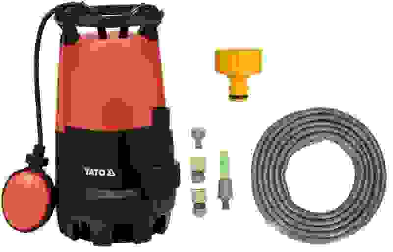 Yato Tauchpumpe - 900W - 18000L/h MIT 15-Meter-Gartenschlauch inkl. Düse und Armaturen UND 1"-Hahn