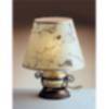 Kleine Tischlampe Creme Messing rund 34cm Maritim